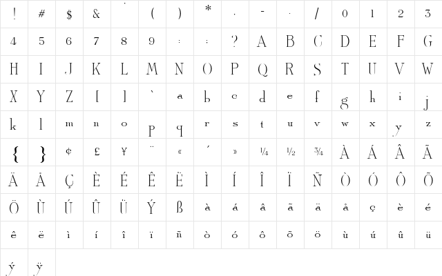 Antique Roman Solid AT Regular font glyph preview Antique Roman Solid AT Regular font glyphpreview