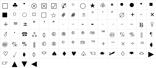 Commercial Pi Regular font glyphpreview