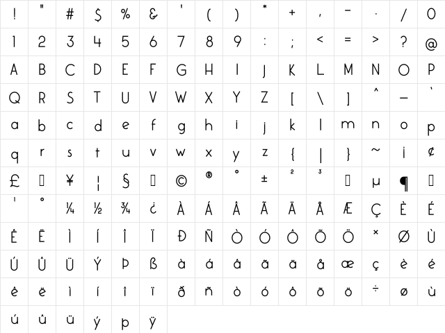 Colombia Bold font glyphpreview