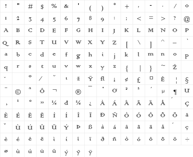 Colonna Regular font glyphpreview