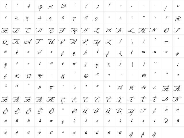 Arcana GMM Std Manuscript font glyphpreview