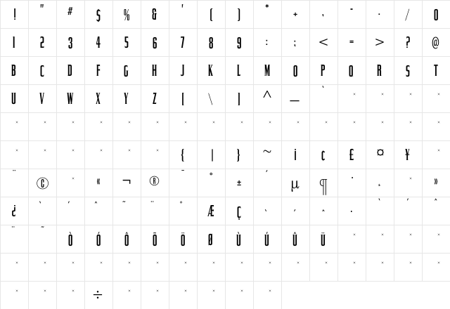 CommanderLight Regular font glyphpreview