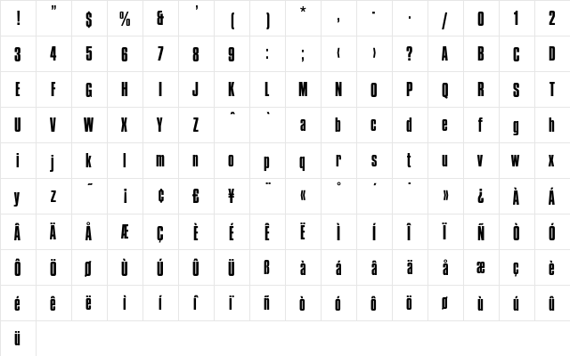 Compacta .. Plain font glyphpreview