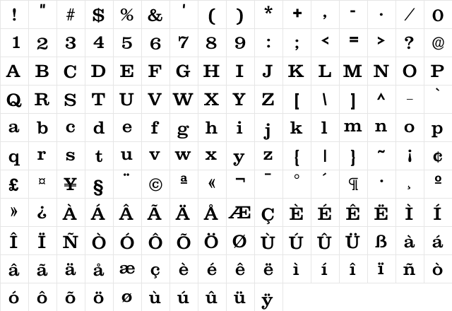 Clarxndon Medium font glyph preview Clarxndon Medium font glyphpreview