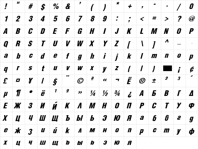 Apric BI Black Ital font glyphpreview