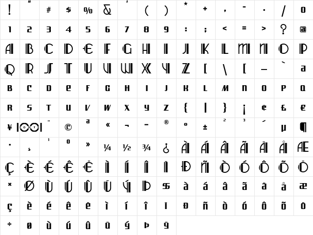 Arizona Airways NF Regular font glyphpreview