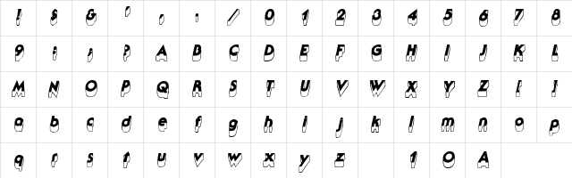 ColvilleShadowSSK Italic font glyph preview ColvilleShadowSSK Italic font glyphpreview