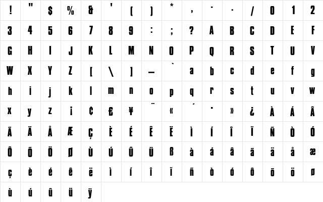 CompactaEF Bold font glyphpreview