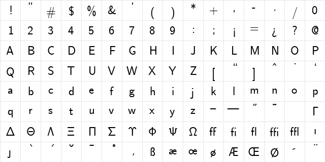 cmss17 Regular font glyph preview cmss17 Regular font glyphpreview