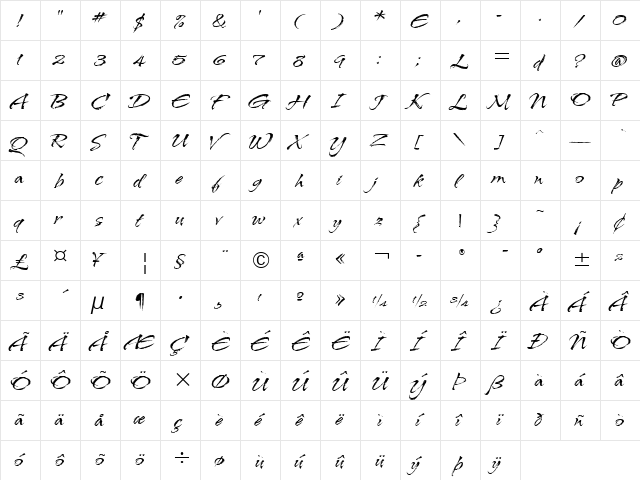 Arid ITC Light font glyphpreview