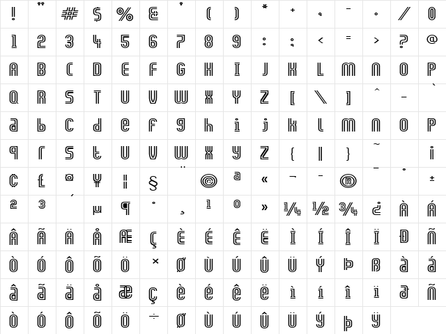 ArchExtended Normal font glyphpreview