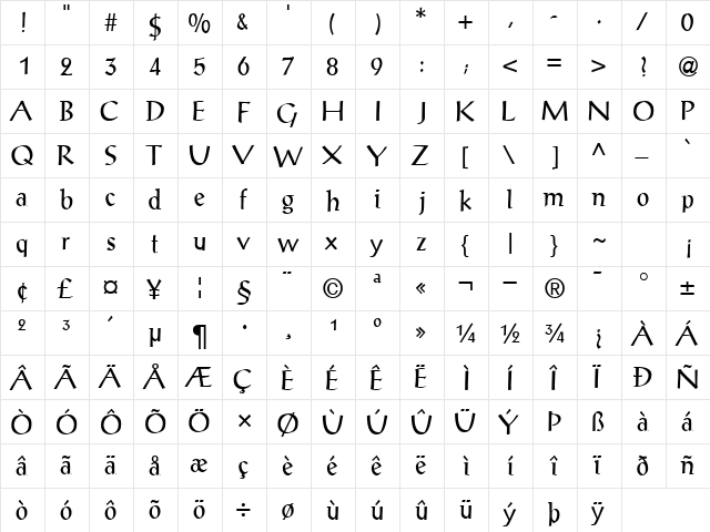 AntiquaSSK Regular font glyphpreview