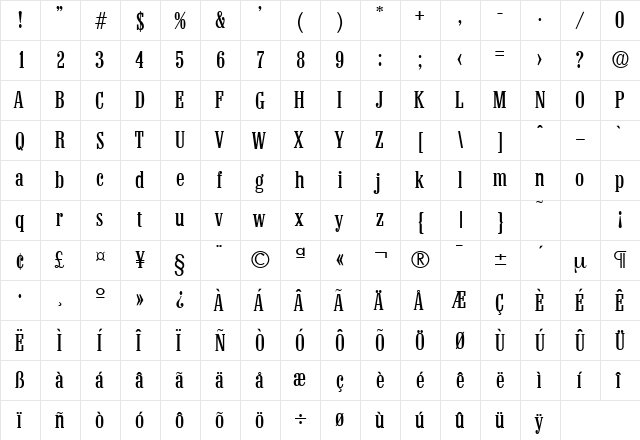 Colonel-Serial DB Regular font glyphpreview