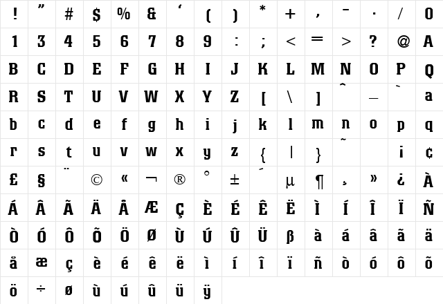 ColinoBlackDB Normal font glyph preview ColinoBlackDB Normal font glyphpreview