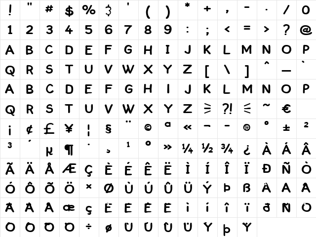 ComickBook Caps Regular font glyphpreview
