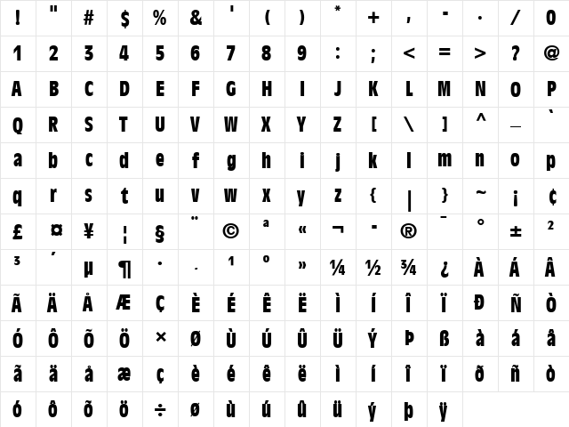 AntiqueOlive LT BoldCond Regular font glyphpreview