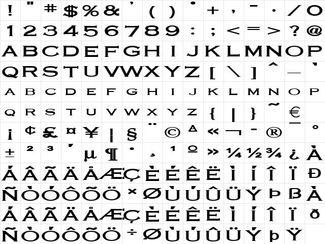 CobaltExtended Bold font glyphpreview