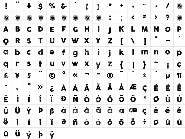 COCOGOOSE LETTERPRESS Regular font glyph preview COCOGOOSE LETTERPRESS Regular font glyphpreview