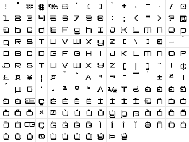 Colony Marines Bevel Regular font glyph preview Colony Marines Bevel Regular font glyphpreview