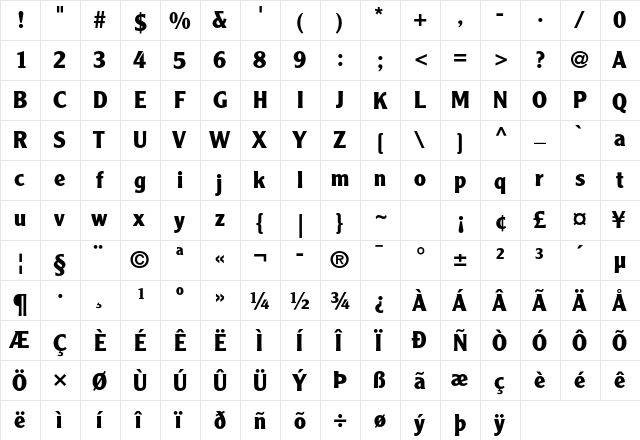 Clearface Gothic LT Std 75 Bold font glyphpreview