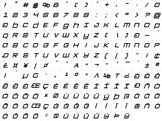 Colony Marines Bold Italic Bold Italic font glyphpreview