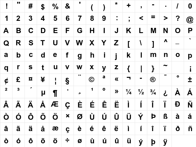 Arial MT Std Bold font glyphpreview