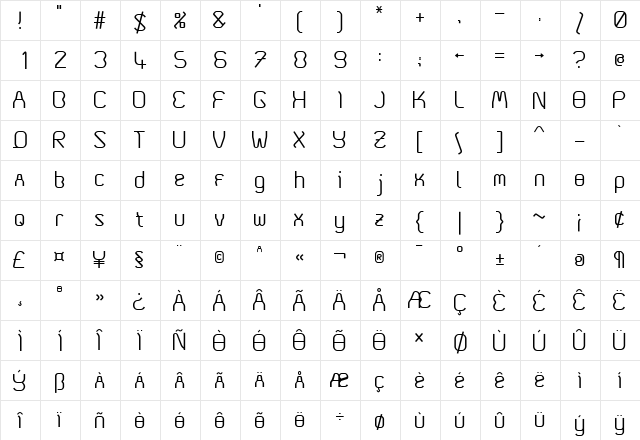 Coma01 Regular font glyph preview Coma01 Regular font glyphpreview