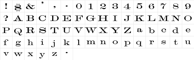 Archive Lightface Extended Regular font glyph preview Archive Lightface Extended Regular font glyphpreview