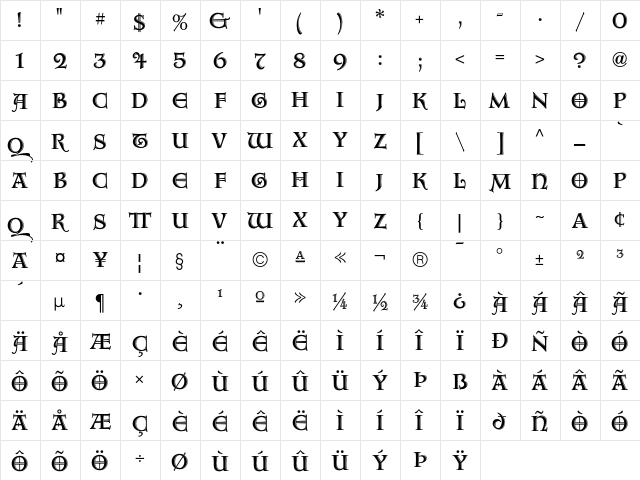 AquitaineInitialsICG Alt font glyphpreview