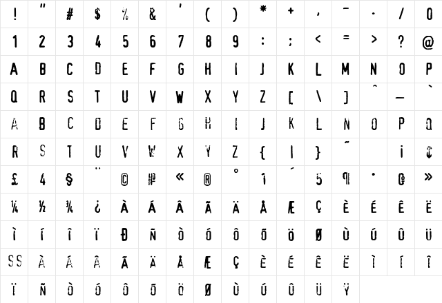Confidential Regular font glyphpreview