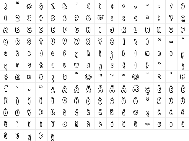 Comic White Rabbit Regular font glyphpreview