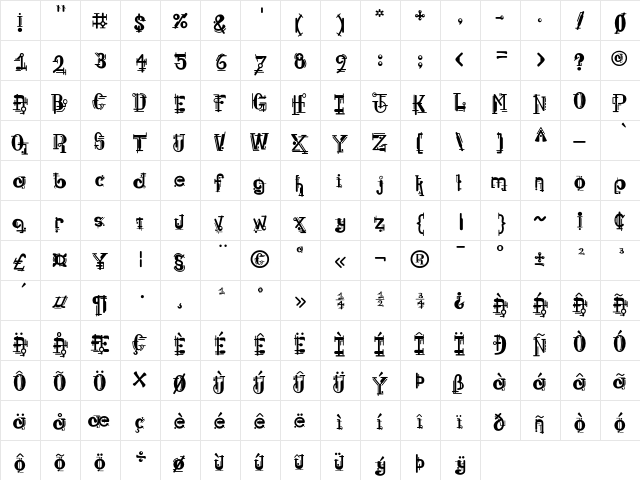 ComplexRad Regular font glyphpreview