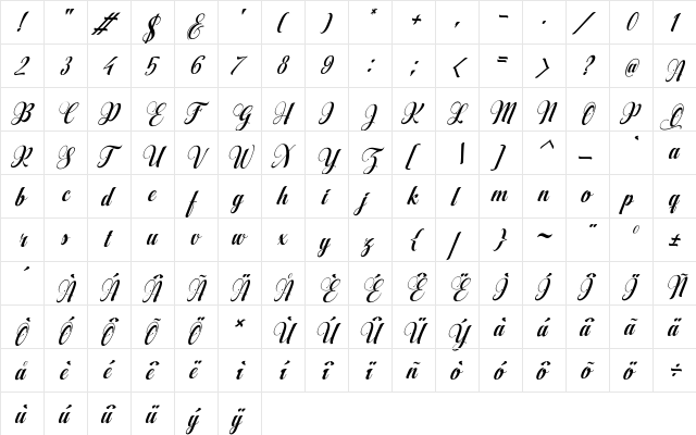 AqualitaItalic Regular font glyph preview AqualitaItalic Regular font glyphpreview