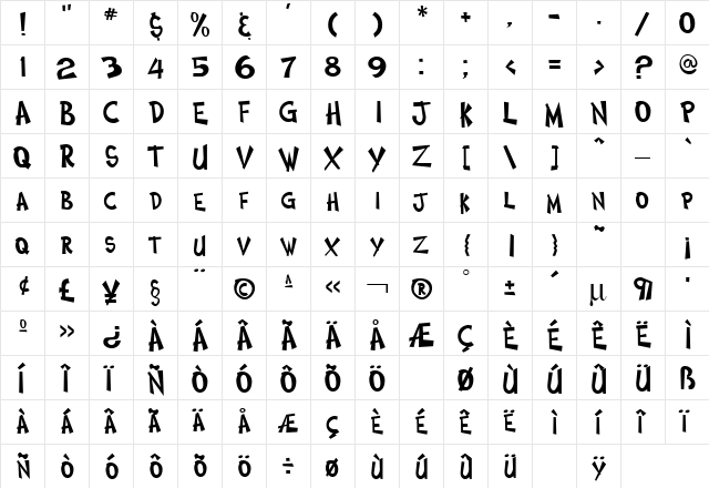 Comic Regular font glyphpreview