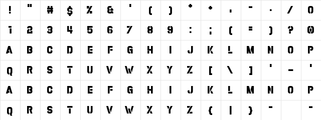 Army Buster Regular font glyph preview Army Buster Regular font glyphpreview