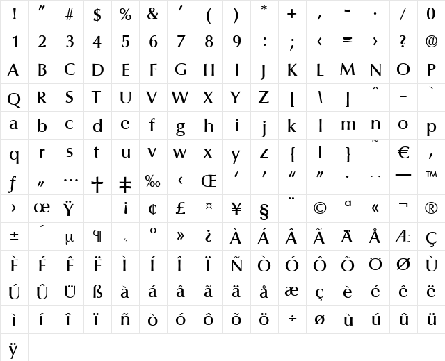 Columbia-Medium Regular font glyphpreview