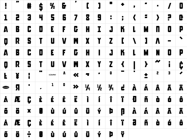 Anitlles Regular font glyphpreview