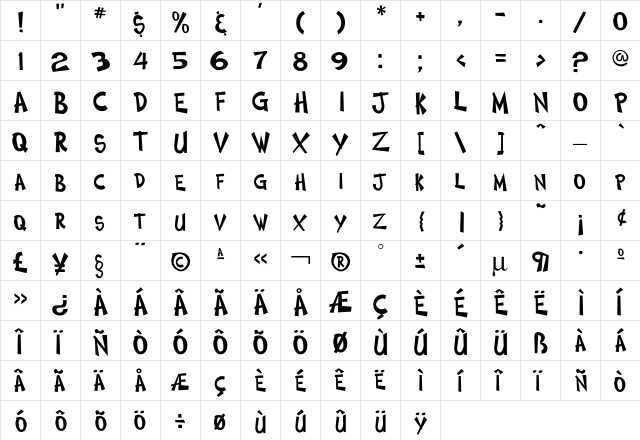 Comic BookTwo font glyphpreview