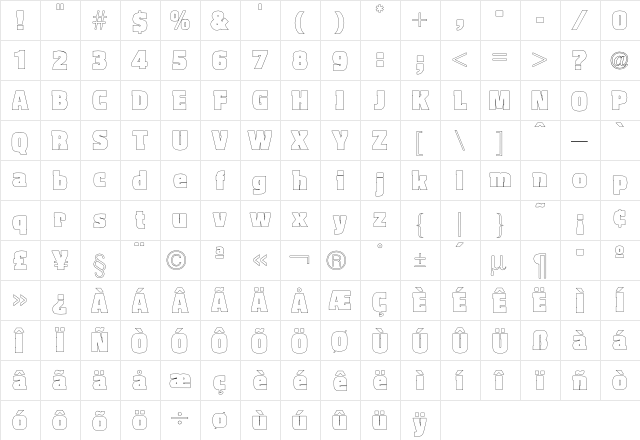 Aquarius Outline font glyphpreview