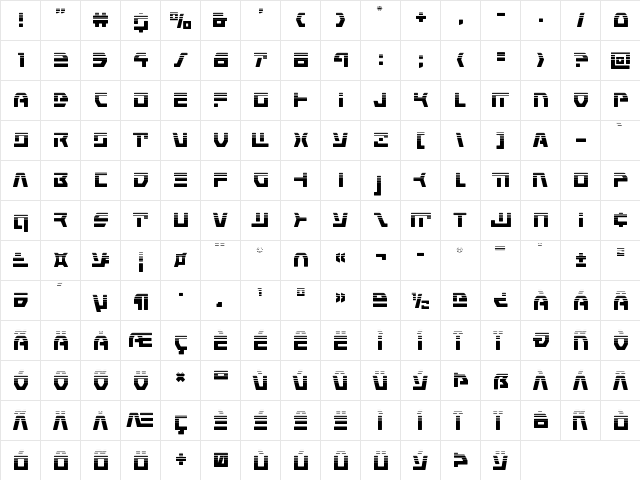 Command Override Halftone Regular font glyphpreview