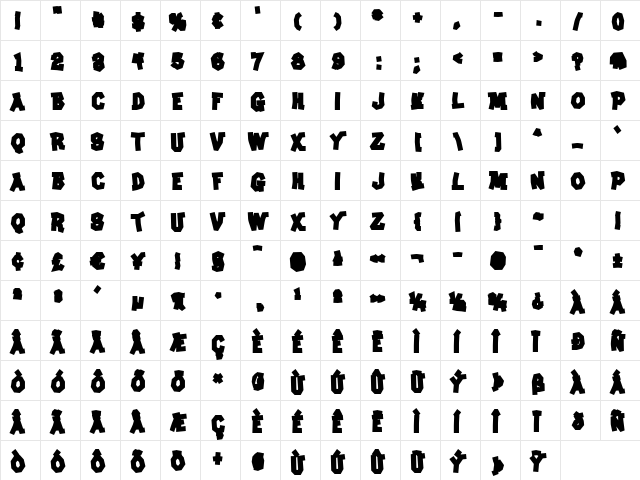 Clunker AOE Bold font glyphpreview