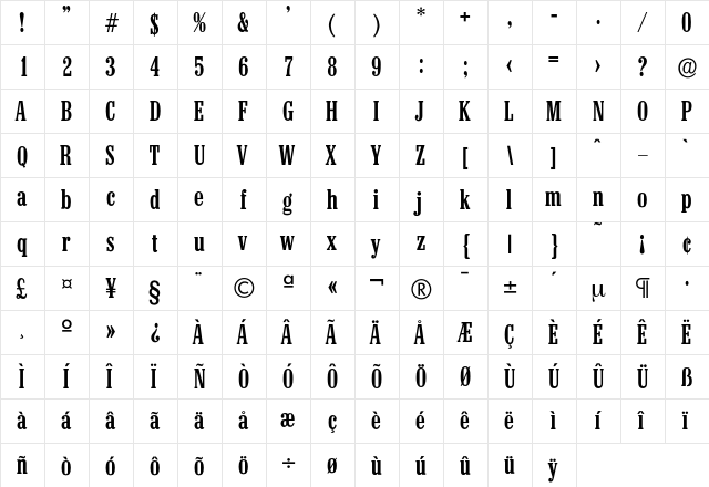 Colonel-Medium Regular font glyphpreview