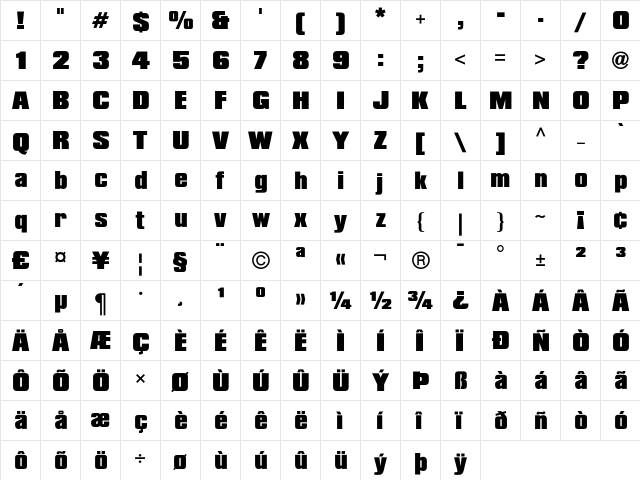 CompactaICG Black font glyph preview CompactaICG Black font glyphpreview