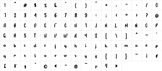 Aqillabetta Regular font glyph preview Aqillabetta Regular font glyphpreview