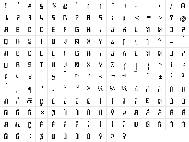 Computer AT Regular font glyph preview Computer AT Regular font glyphpreview