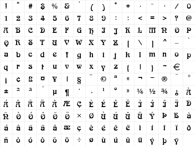 Argon Normal font glyphpreview