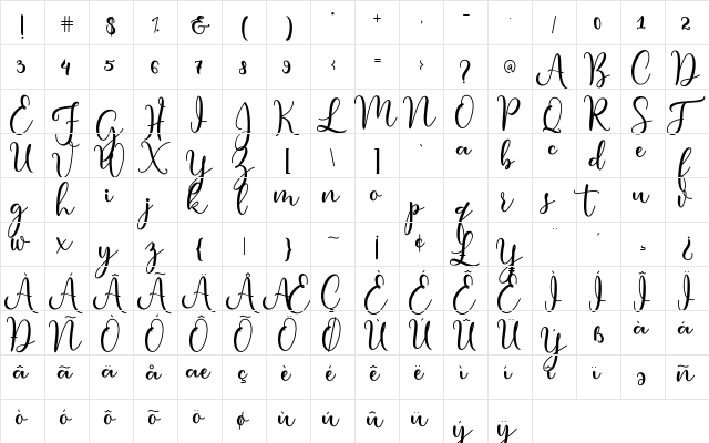 condita Regular font glyphpreview