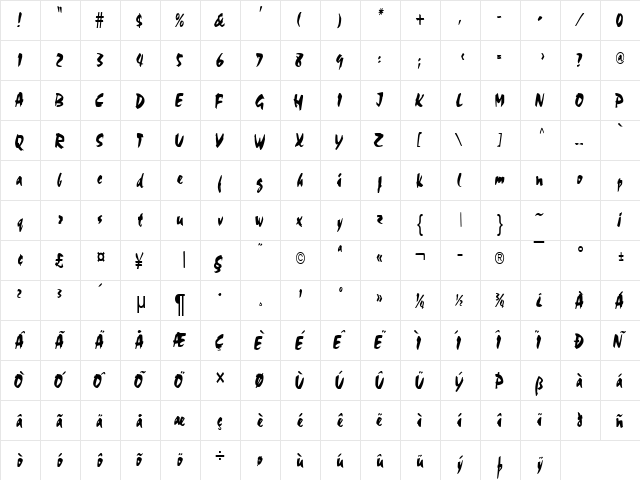 Cocoa Thin Normal font glyph preview Cocoa Thin Normal font glyphpreview