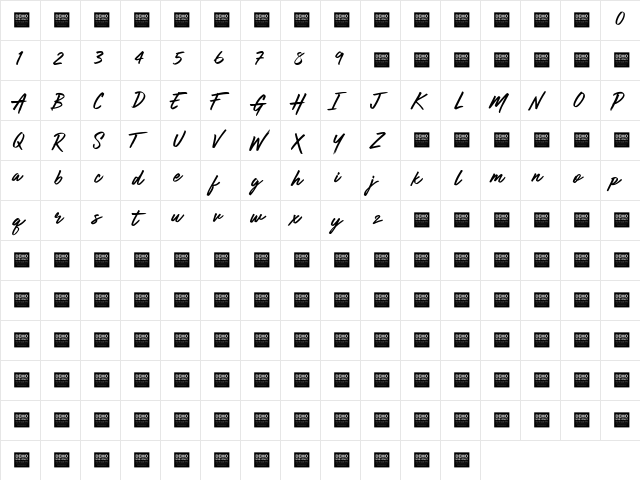 Anything Goes - Demo Regular font glyph preview Anything Goes - Demo Regular font glyphpreview