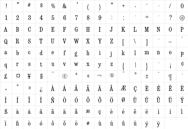 ConsortRR Regular font glyph preview ConsortRR Regular font glyphpreview